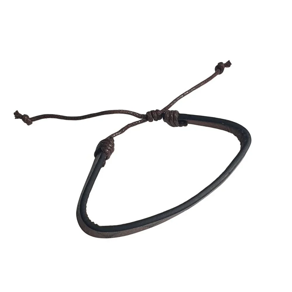 Brown Leather Adjustable Bracelet Embossed Bull Head Design Handmade Cowboy Core